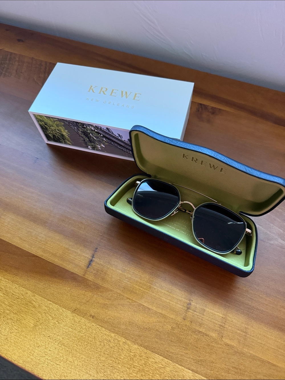 KREWE Black Lens Sunglasses with Metal Frame